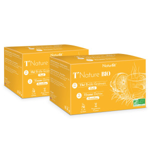 Thé brûle-graisses le jour 100 % BIO et tisane détox le soir 100 % BIO cure 30 jours