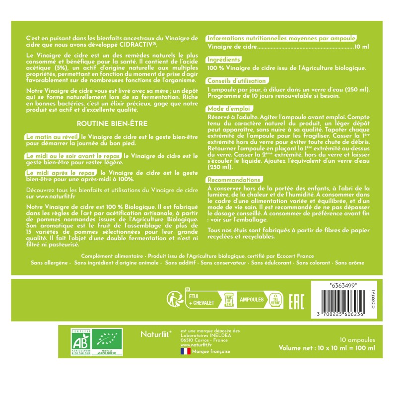 Cidractiv®, vinaigre de cidre bio