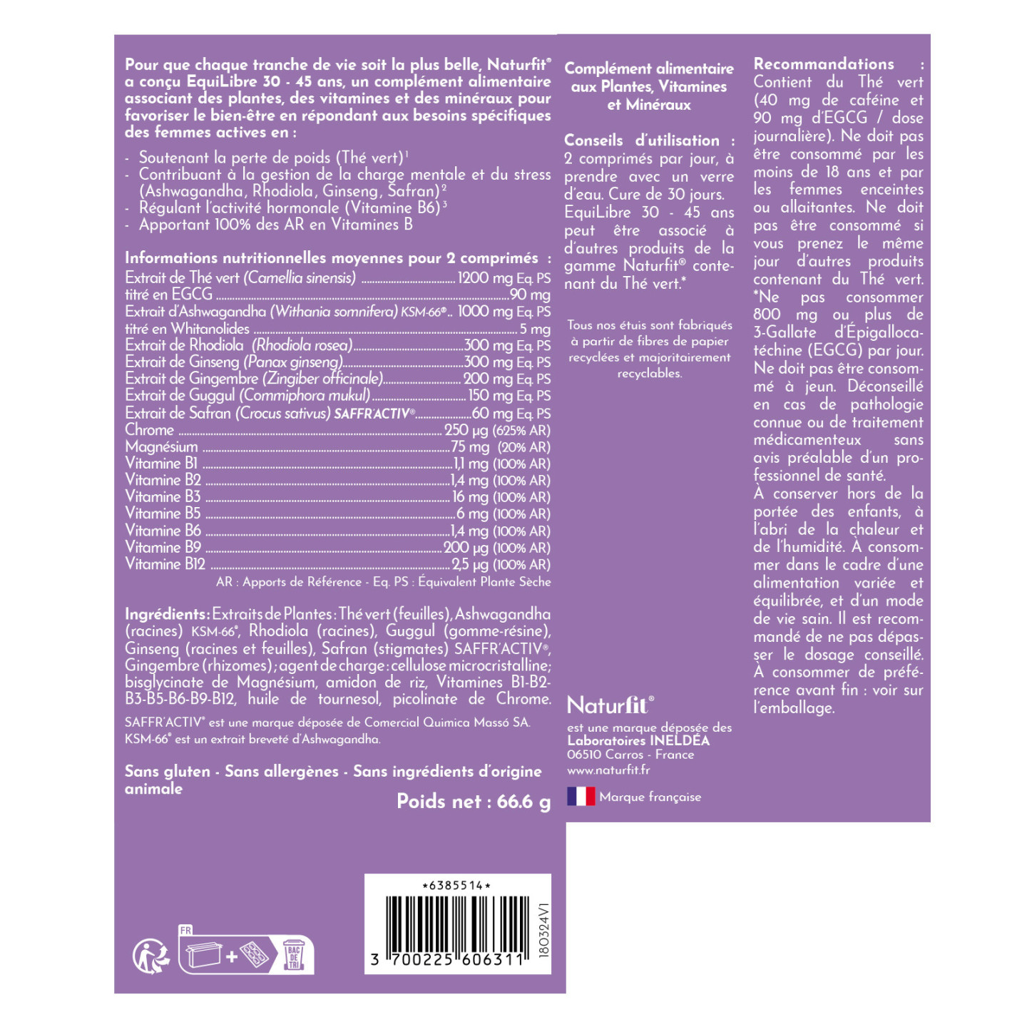 EquiLibre : Complément alimentaire femme 30 à 45 ans - Poids, stress, charge mentale
